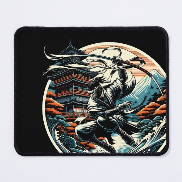 Item preview, Ninjutsu Fighting Pose Ukiyo-e Temple Design designed and sold by RedDesignSyc.