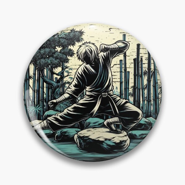 Item preview, Ninjutsu Fighting Pose Ukiyo-e Circle Design designed and sold by RedDesignSyc.
