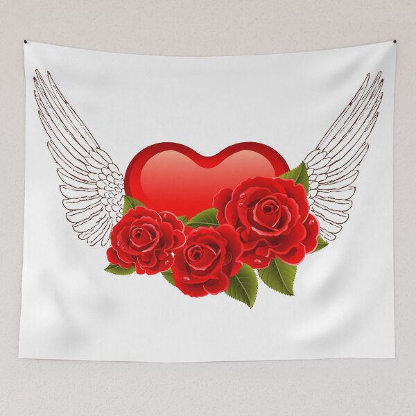 Item preview, Heart symbol, roses with wings designed and sold by Mahilis.