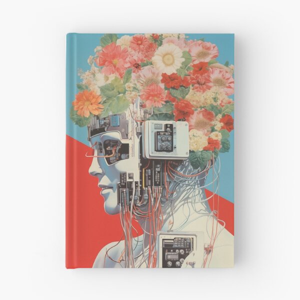 Item preview, Abstract Vintage Illustration of Robot with Microchips and Flowers designed and sold by Je-we.