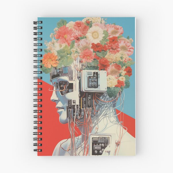Item preview, Abstract Vintage Illustration of Robot with Microchips and Flowers designed and sold by Je-we.