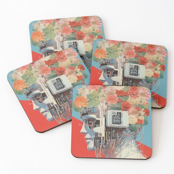 Item preview, Abstract Vintage Illustration of Robot with Microchips and Flowers designed and sold by Je-we.