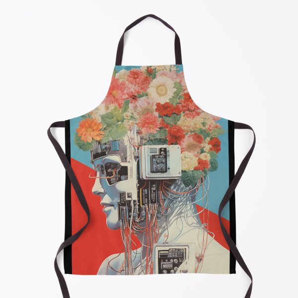Item preview, Abstract Vintage Illustration of Robot with Microchips and Flowers designed and sold by Je-we.