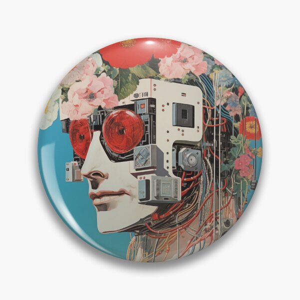 Item preview, Abstract Vintage Illustration of Robot with Microchips and Flowers designed and sold by Je-we.