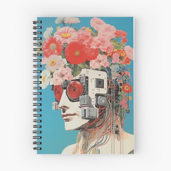 Item preview, Abstract Vintage Illustration of Robot with Microchips and Flowers designed and sold by Je-we.