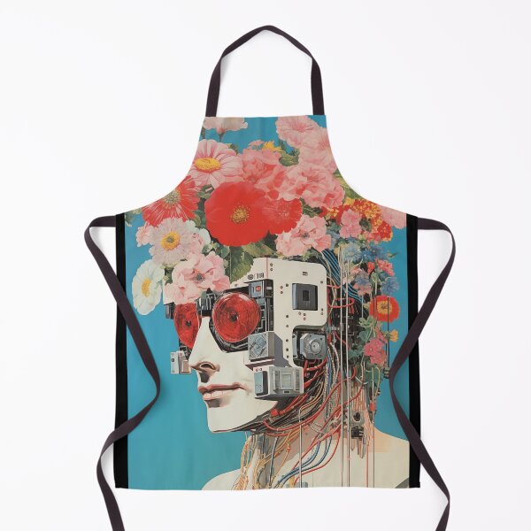 Item preview, Abstract Vintage Illustration of Robot with Microchips and Flowers designed and sold by Je-we.