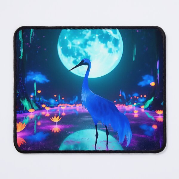 Item preview, Lunar Radiance: Neon Crane under a Bioluminescent Moon designed and sold by Matt's Artificial Nature.