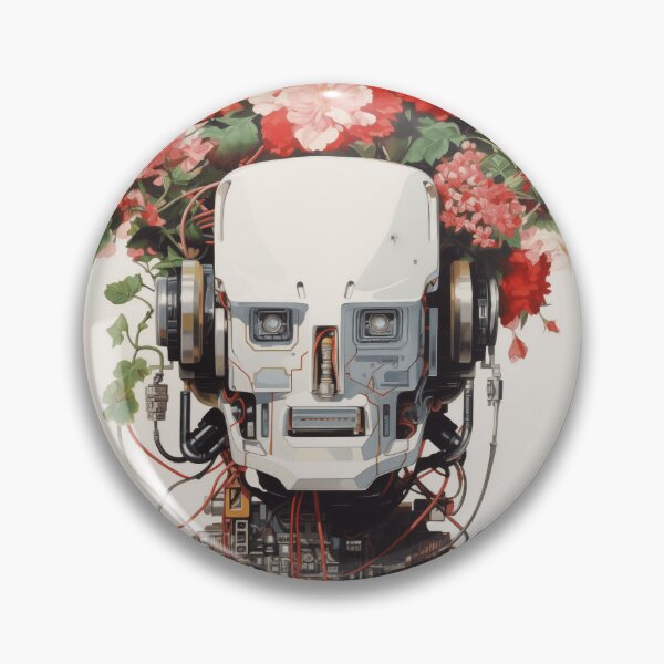 Item preview, Abstract Vintage Illustration of Robot with Microchips and Flowers designed and sold by Je-we.