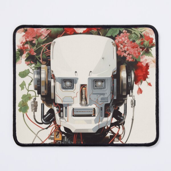 Item preview, Abstract Vintage Illustration of Robot with Microchips and Flowers designed and sold by Je-we.