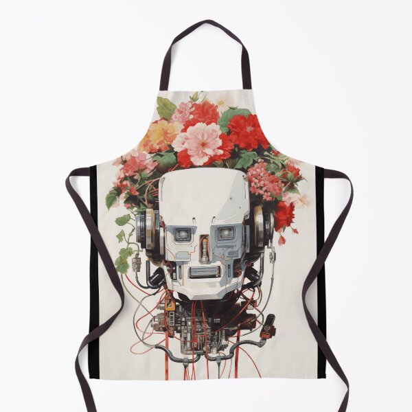 Item preview, Abstract Vintage Illustration of Robot with Microchips and Flowers designed and sold by Je-we.