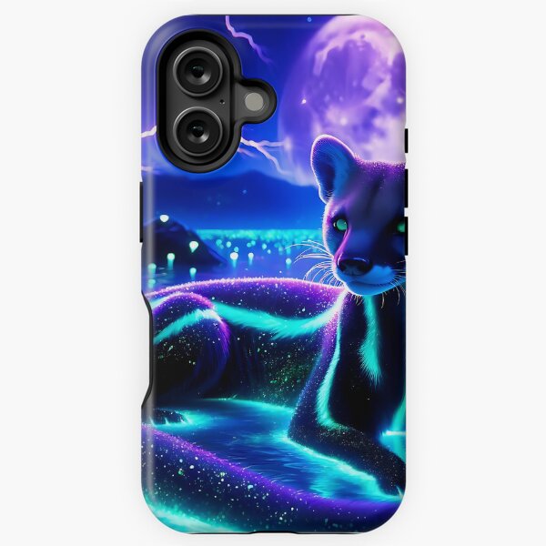 Item preview, Blacklight Style Fossa With Lightning and Moon designed and sold by Matt's Artificial Nature.