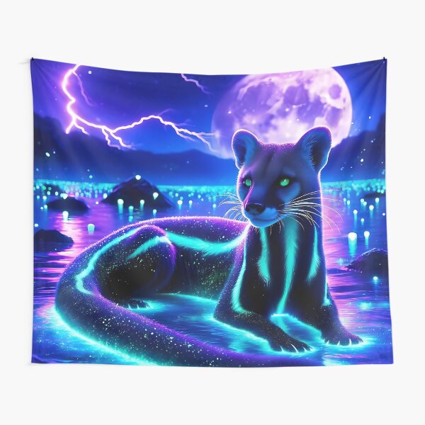 Item preview, Blacklight Style Fossa With Lightning and Moon designed and sold by Matt's Artificial Nature.