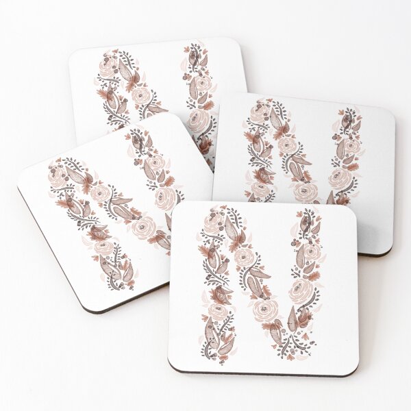 Item preview, Brown and Beige Watercolor Floral Monogram N designed and sold by serafineaandd.