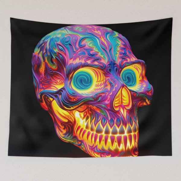 Item preview, Trippy Blacklight Style Dayglo Skull designed and sold by Matt's Artificial Nature.