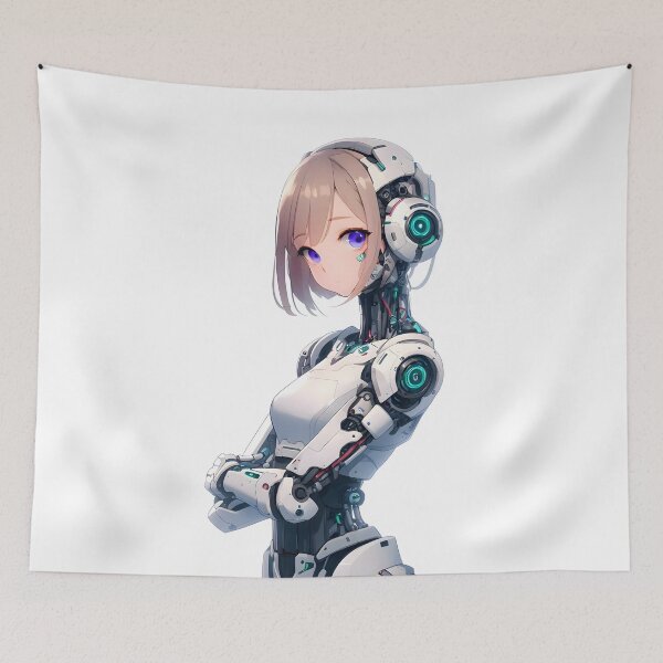 Item preview, Kawaii Robot Girl - Cyber Anime Style designed and sold by chromavibes-art.