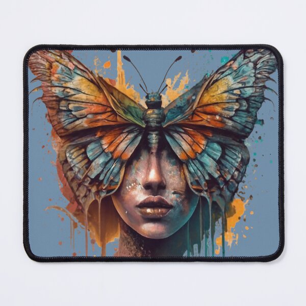 Item preview, Fluttering Hearts: Digital Butterfly Illustration on Woman's Face designed and sold by FOCorps.