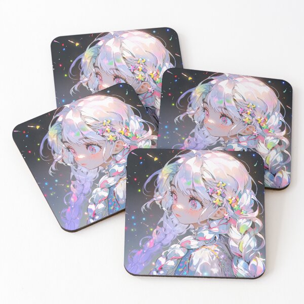 Item preview, Glowing Celestial Pastel Braids Anime Girl designed and sold by bubblegoth.