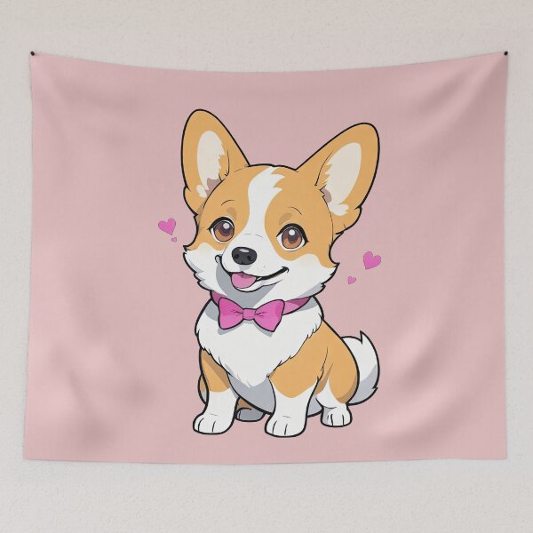 Item preview, Chibi Corgi Dog with pink ribbon designed and sold by Bilisik.