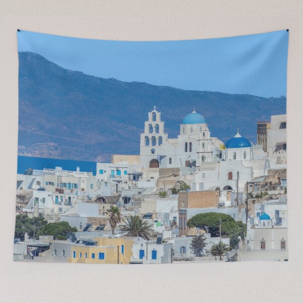 Item preview, Church Bell Tower and Town of Fira, Santorini, Greece designed and sold by SafariByMarisa.