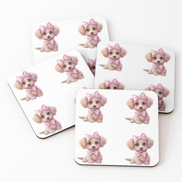 Item preview, Cute Poodle Puppies With Pink Bows designed and sold by TheAnimalZ00.