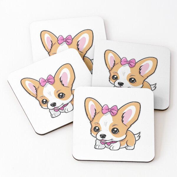 Aperçu de l'œuvre Chibi Welsh Corgi avec ruban rose créée et vendue par Bilisik.