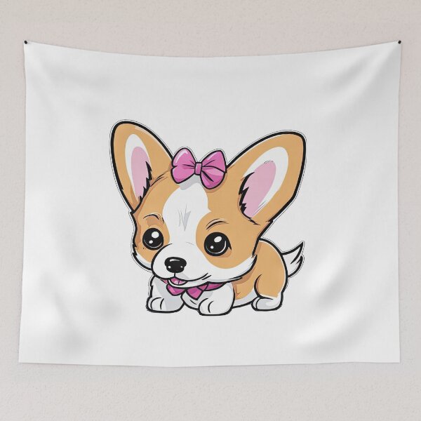 Item preview, Chibi Welsh Corgi with pink ribbon designed and sold by Bilisik.