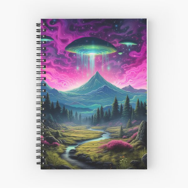 Item preview, Blacklight Style Fluorescent Interdimensional Visitors Over Mountains And Valley designed and sold by Matt's Artificial Nature.