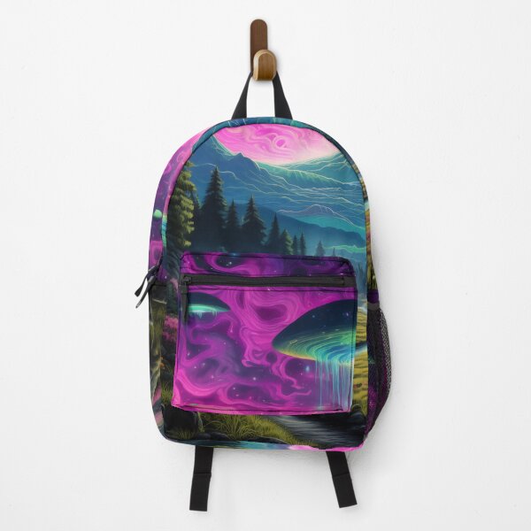 Item preview, Blacklight Style Fluorescent Interdimensional Visitors Over Mountains And Valley designed and sold by Matt's Artificial Nature.