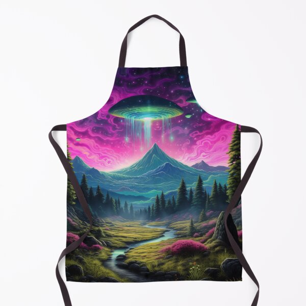 Item preview, Blacklight Style Fluorescent Interdimensional Visitors Over Mountains And Valley designed and sold by Matt's Artificial Nature.