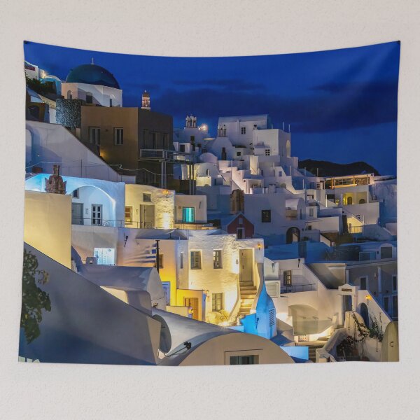 Item preview, Lights at Night in Oia, Santorini, Greece designed and sold by SafariByMarisa.
