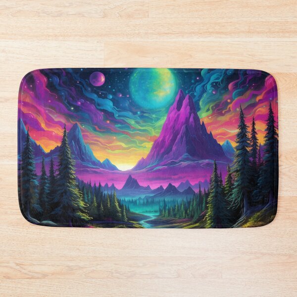 Item preview, Blacklight Style Fluorescent Mountains Planets and Skies designed and sold by Matt's Artificial Nature.