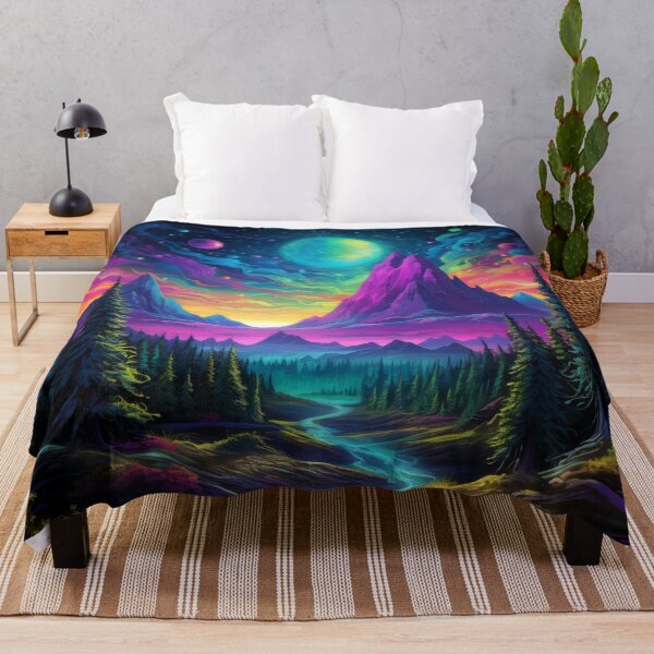Item preview, Blacklight Style Fluorescent Mountains Planets and Skies designed and sold by Matt's Artificial Nature.