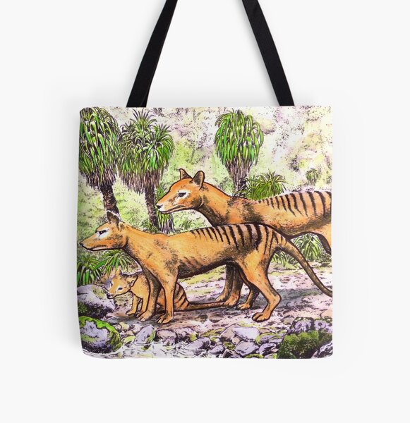 Thylacine family All Over Print Tote Bag