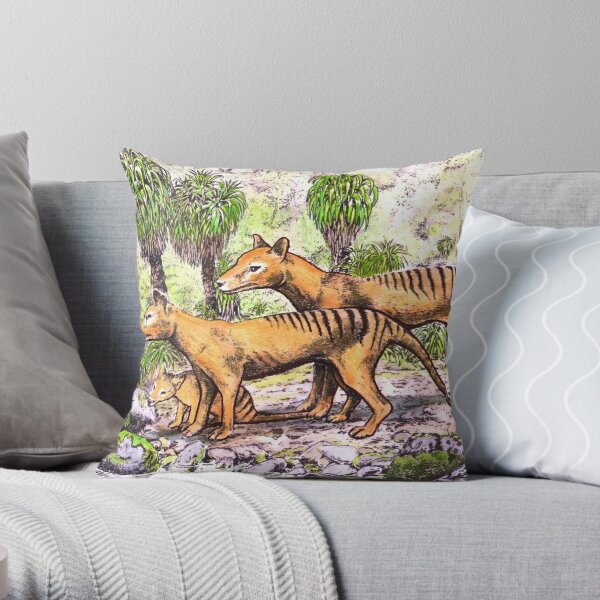 Thylacine family Throw Pillow