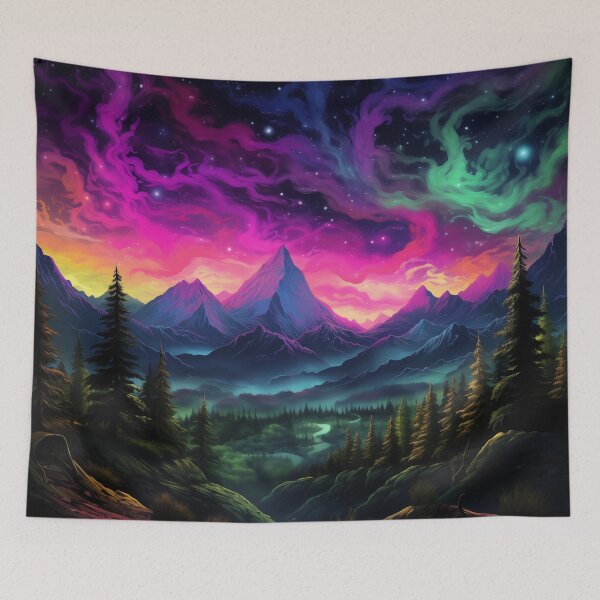 Item preview, Blacklight Style Bioluminescent Mountains and Heavens designed and sold by Matt's Artificial Nature.