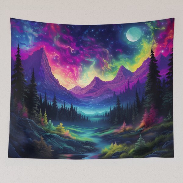 Item preview, Blacklight Style Mountain and Valley with Mystical Skies designed and sold by Matt's Artificial Nature.