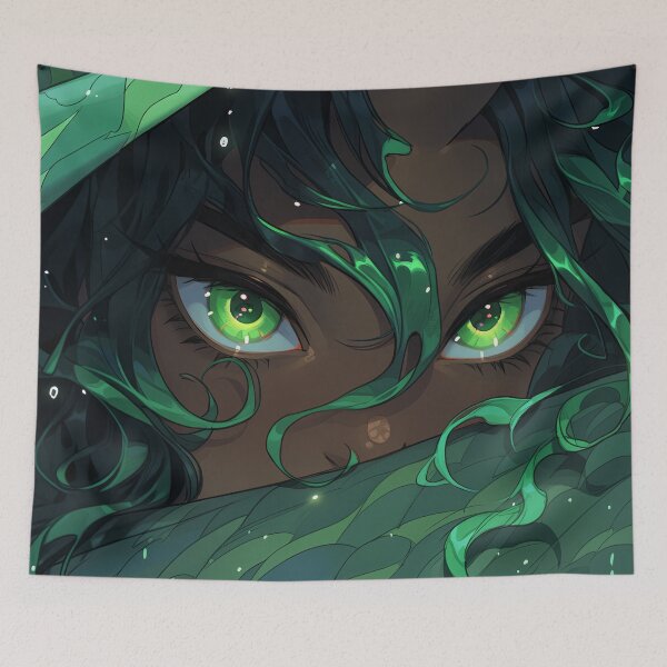 Item preview, Mystical Aquatic Emerald Eyes Anime Girl designed and sold by bubblegoth.