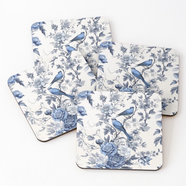 Item preview, Blue flowers and blue birds designed and sold by hola-zzoi.