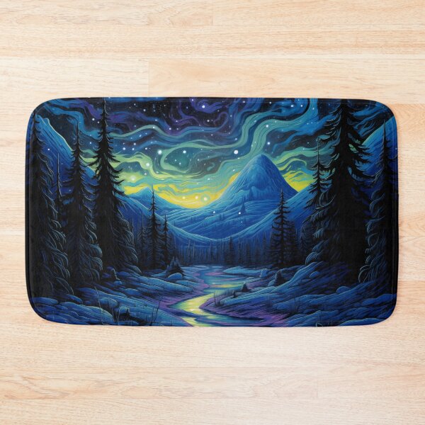 Item preview, Blacklight Style Mountain Valley At Night designed and sold by Matt's Artificial Nature.