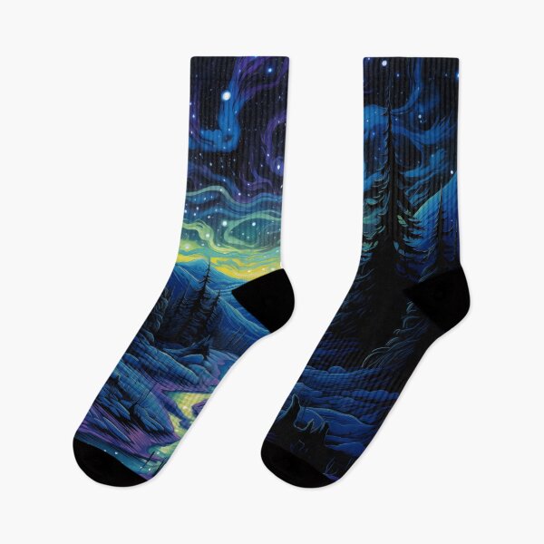 Item preview, Blacklight Style Mountain Valley At Night designed and sold by Matt's Artificial Nature.