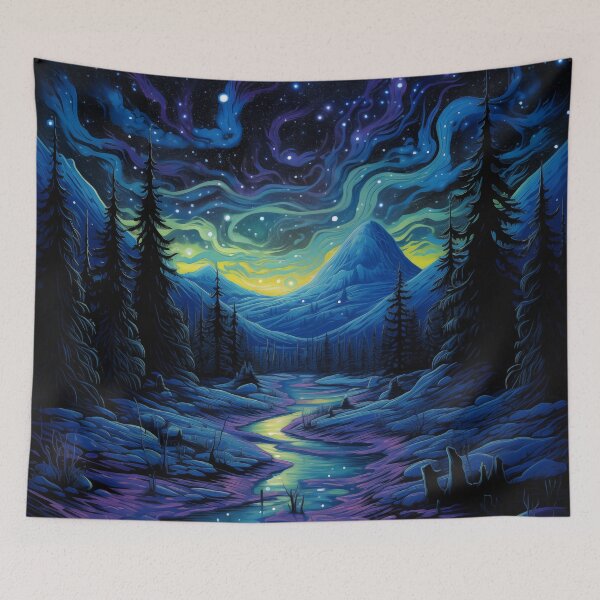 Item preview, Blacklight Style Mountain Valley At Night designed and sold by Matt's Artificial Nature.