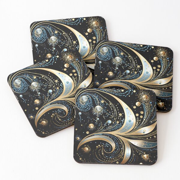 Item preview, Floral golden and swirling pattern designed and sold by AI-Only Creations.