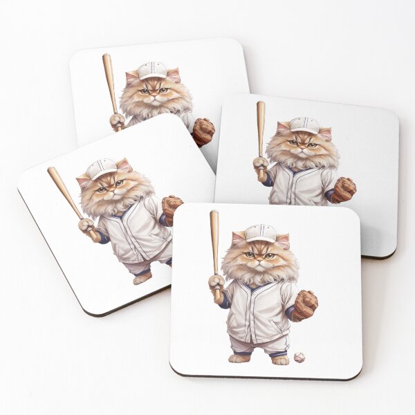 Item preview, a cute  Persian cat Wear a baseball uniform . Use a baseball bat to hit a baseball designed and sold by chathai.