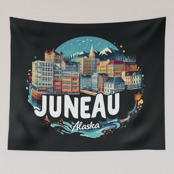 Item preview,  Juneau Alaska Watercolor Illustration designed and sold by PaintMeWorld.