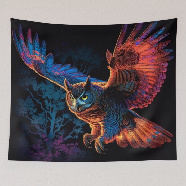 Item preview, Blacklight Style Owl in Flight  designed and sold by Matt's Artificial Nature.