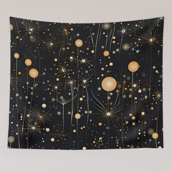 Item preview, A gold and shiny pattern in the style of dandelions designed and sold by AI-Only Creations.