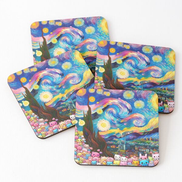 Item preview, Fusion of Styles: Van Gogh Meets Kawaii in a Colorful Landscape designed and sold by masquetea.