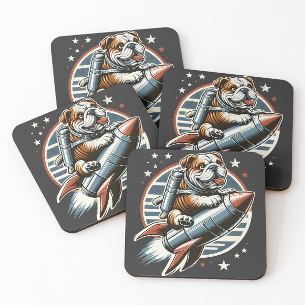 Item preview, English Bulldog Astronaut Rocket Ride - Retro Space Adventure designed and sold by BeansterNL.