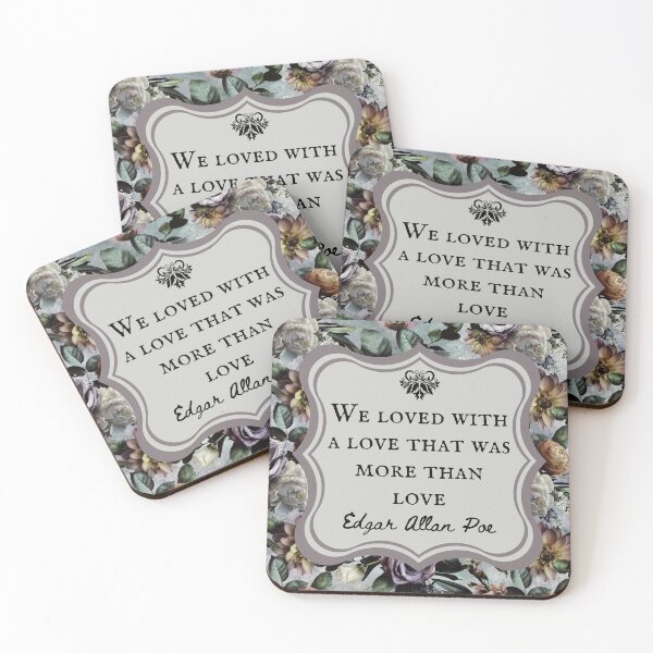 Item preview, We Loved With a Love That Was More Than a Love, Edgar Allan Poe, Love Quote, Vintage Flowers, Bookish Gift designed and sold by CultandObscure.