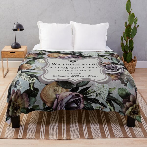 Item preview, We Loved With a Love That Was More Than a Love, Edgar Allan Poe, Love Quote, Vintage Flowers, Bookish Gift designed and sold by CultandObscure.